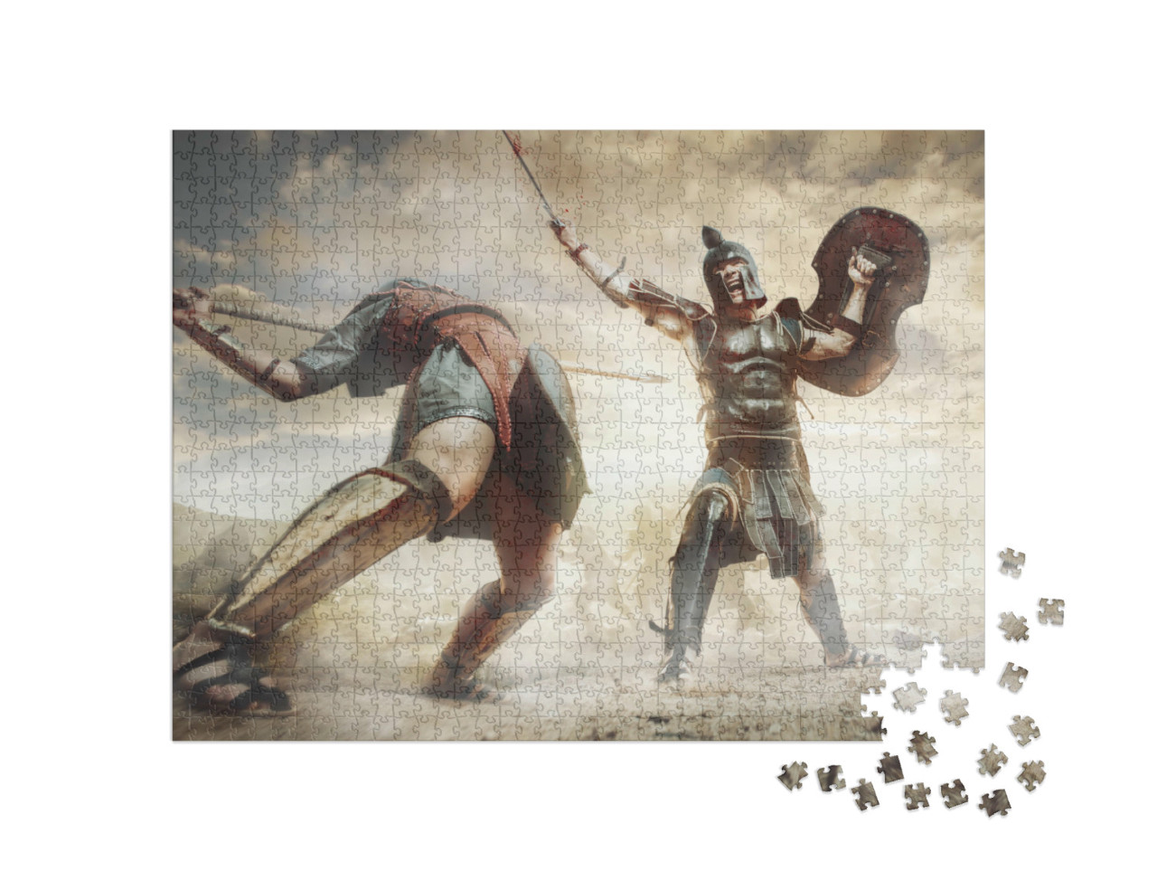 Puzzle de 1000 pièces « Illustration : Guerrier grec antique au combat »