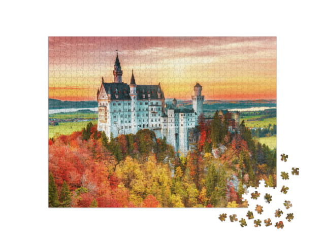 Puzzle de 1000 pièces « Le château de Neuschwanstein en automne »