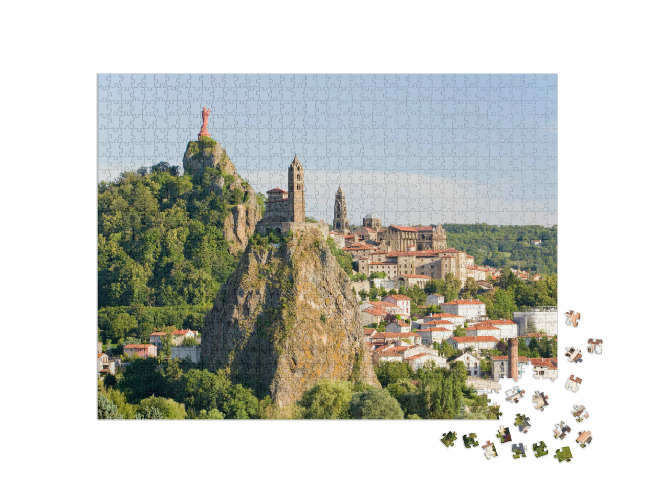 Puzzle de 1000 pièces « Le Puy en Velay et la Chapelle Saint Michel d'Aiguilhe, Auvergne, France. »