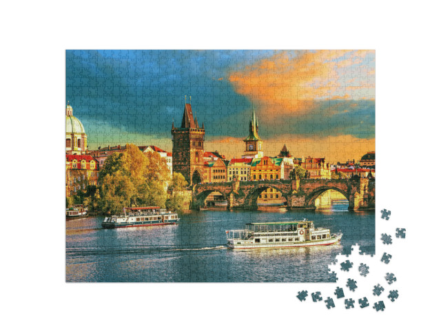 Puzzle de 1000 pièces « Prague sur la Vltava, République tchèque »