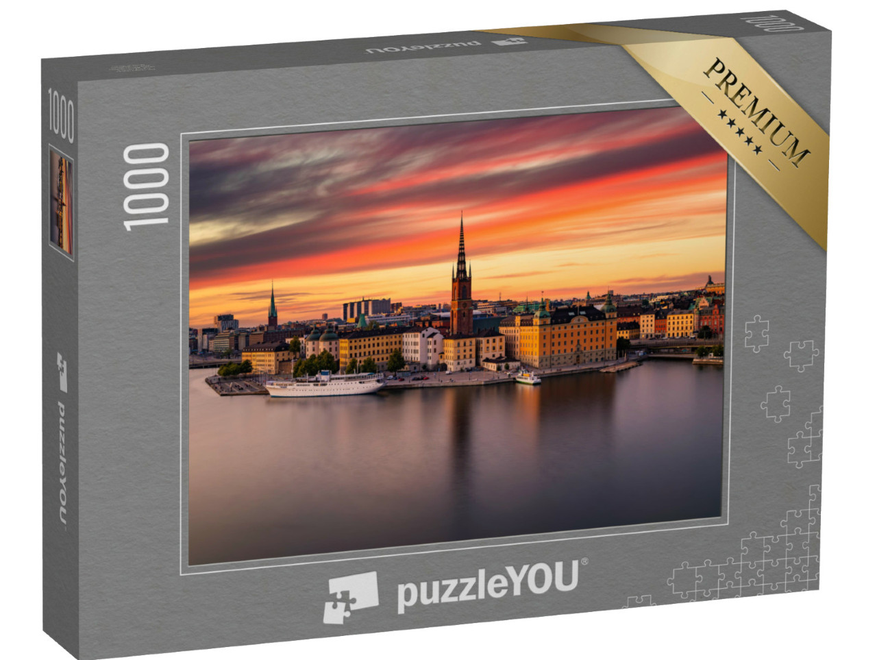 Puzzle de 1000 pièces « Gamla Stan, la vieille ville de Stockholm au coucher du soleil, Suède »