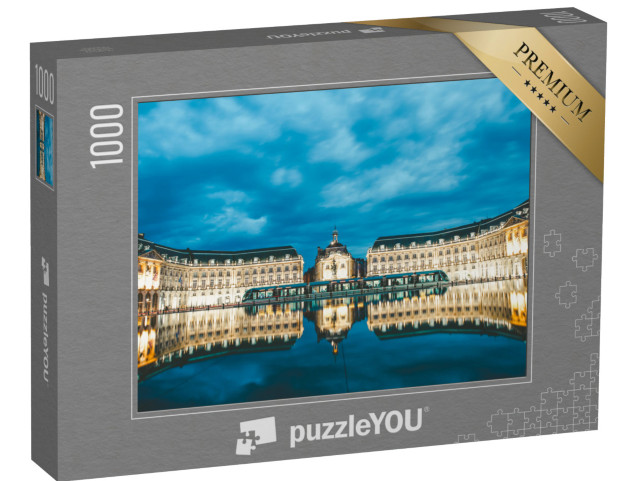 Puzzle de 1000 pièces « Place de la bourse avec reflet dans le miroir d'eau et tramway à Bordeaux, France »