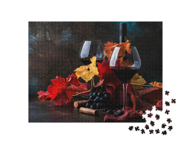 Puzzle de 1000 pièces « Vin rouge dans un grand verre à vin »
