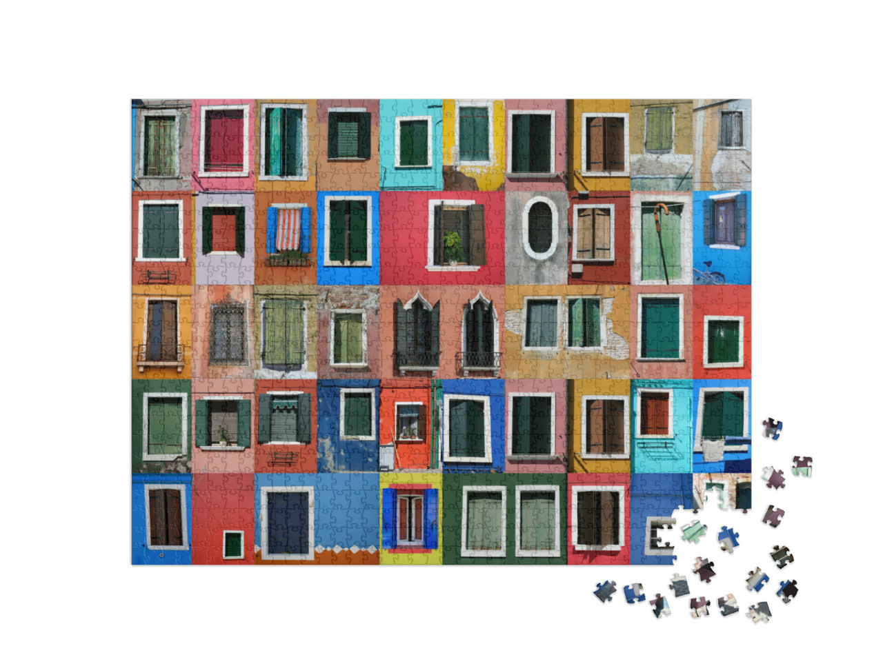 Puzzle de 1000 pièces « Collage des maisons colorées de Burano au large de Venise »