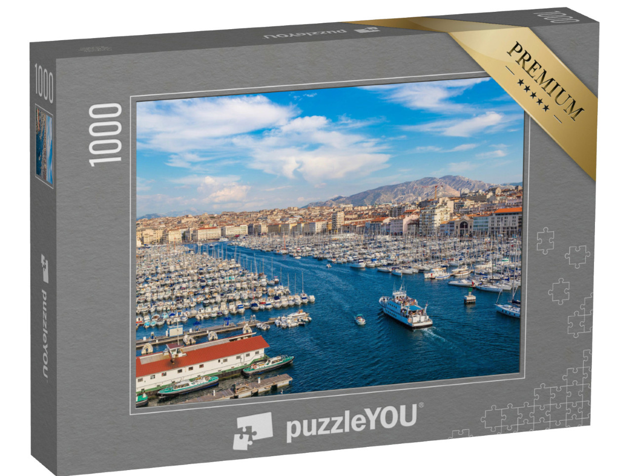 Puzzle de 1000 pièces « Vue panoramique aérienne du vieux port de Marseille, France »