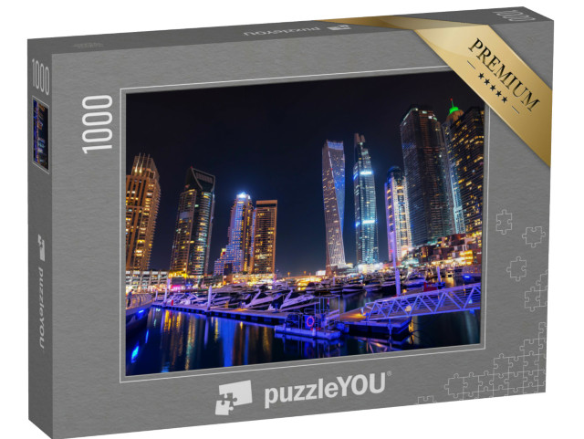 Puzzle de 1000 pièces « Port de plaisance de Dubaï la nuit, Émirats arabes unis »