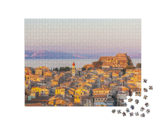 Puzzle de 1000 pièces « Nouvelle forteresse de Corfou au coucher du soleil »