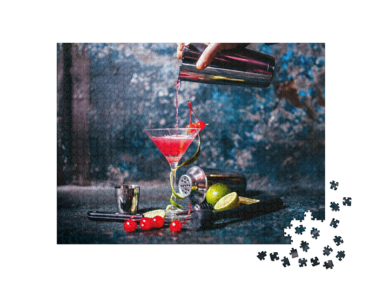 Puzzle de 1000 pièces « Barman préparant un cocktail rouge dans un cours sur la martinique »