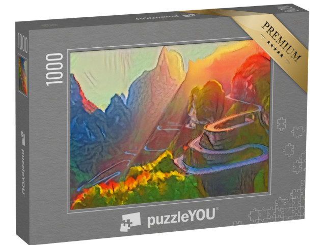 Puzzle de 1000 pièces « dans le style artistique de Franz Marc - Parc national des monts Tianmen, province du Hunan, Chine »