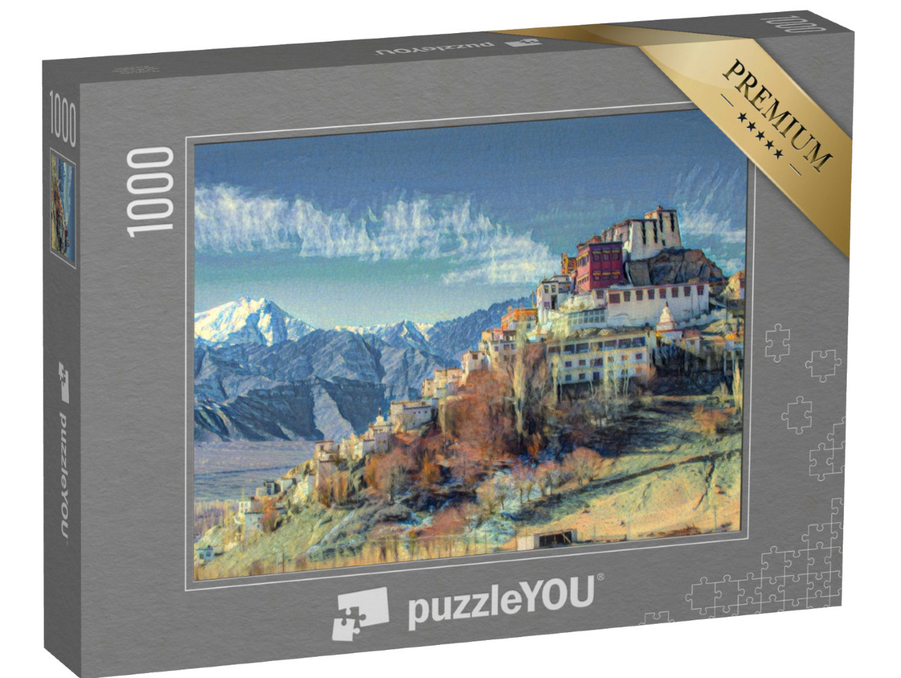 Puzzle de 1000 pièces « dans le style de Paul-Cezanne - Monastère de Thiksey, Leh-Ladakh Inde »