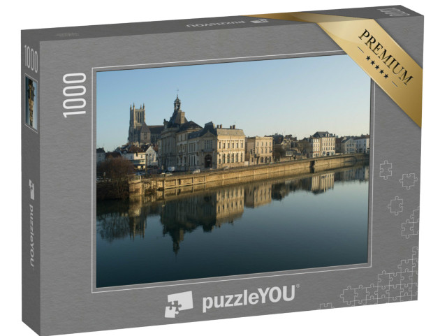 Puzzle de 1000 pièces « Meaux, vue sur les bords de la Marne et en arrière-plan la cathédrale et l'hôtel de ville. »