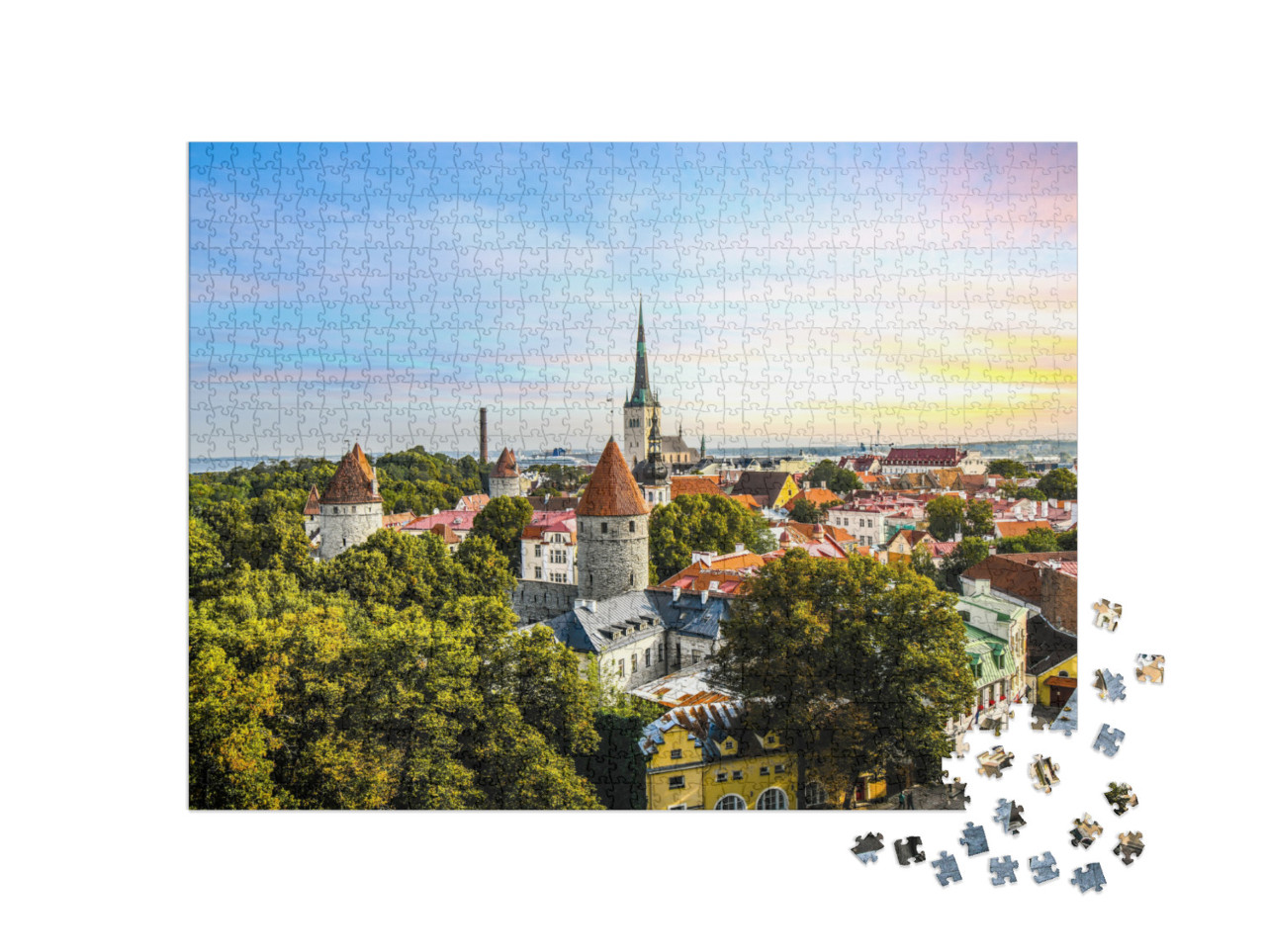 Puzzle de 1000 pièces « Vue de la ville médiévale de Tallinn en Estonie »