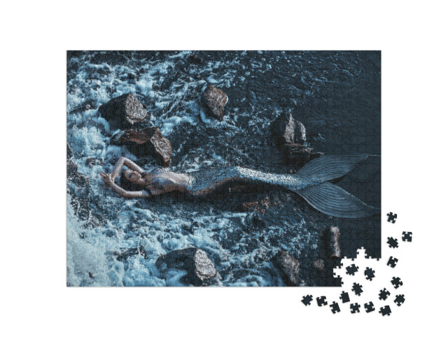 Puzzle de 1000 pièces « Sirène argentée rêvant sur le rivage »
