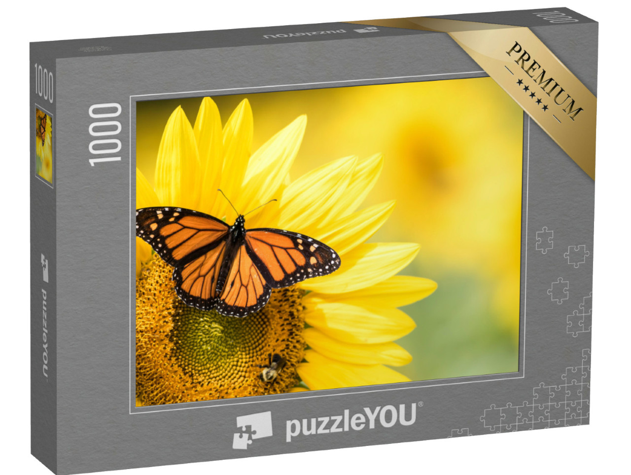 Puzzle de 1000 pièces « Papillon monarque, Danaus Plexippus, sur un tournesol »