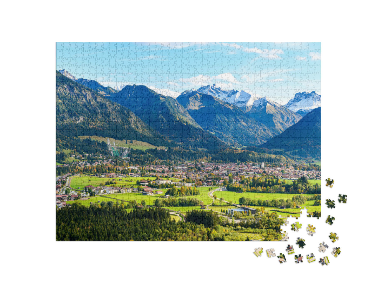 Puzzle de 1000 pièces « Vue panoramique d'Obersdorf en Allgäu »