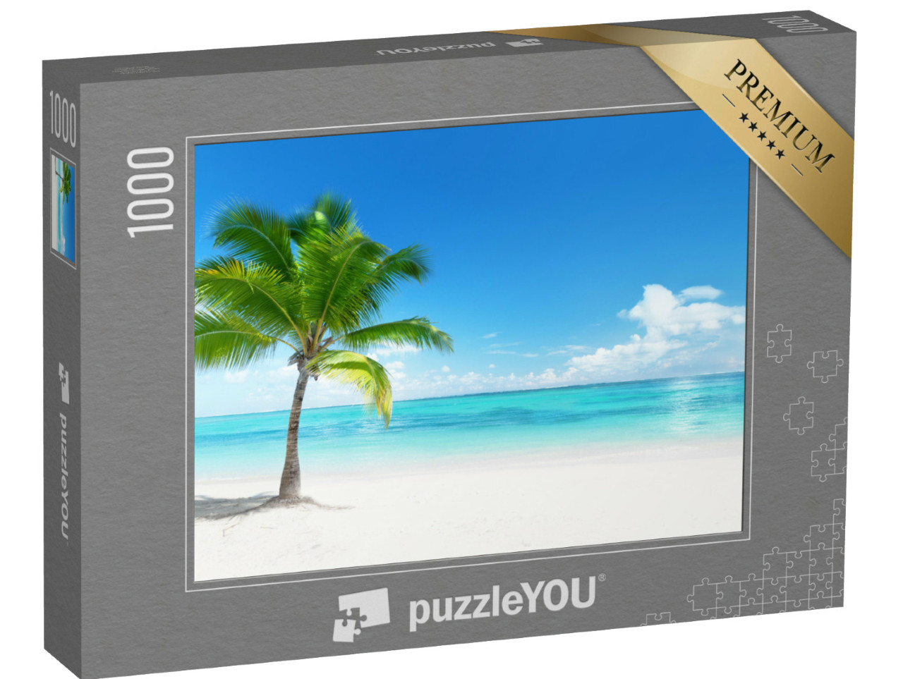 Puzzle de 1000 pièces « Plage paradisiaque avec palmier sur la côte de la République dominicaine »