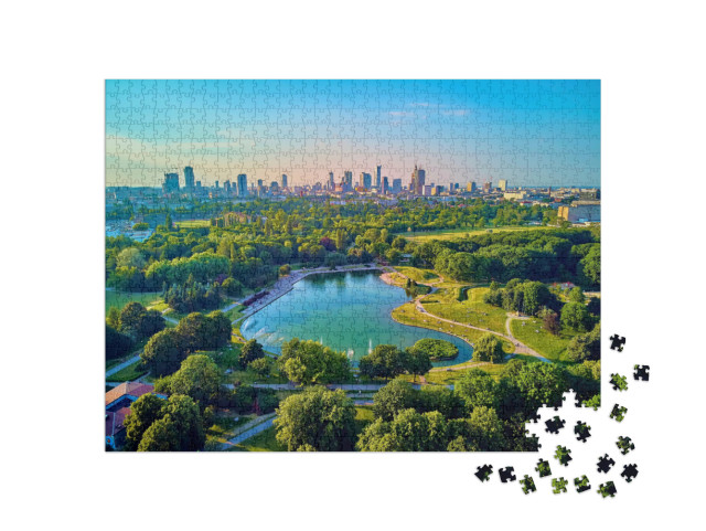 Puzzle de 1000 pièces « Varsovie : une soirée à la Mokotowskie en juin, Pologne »
