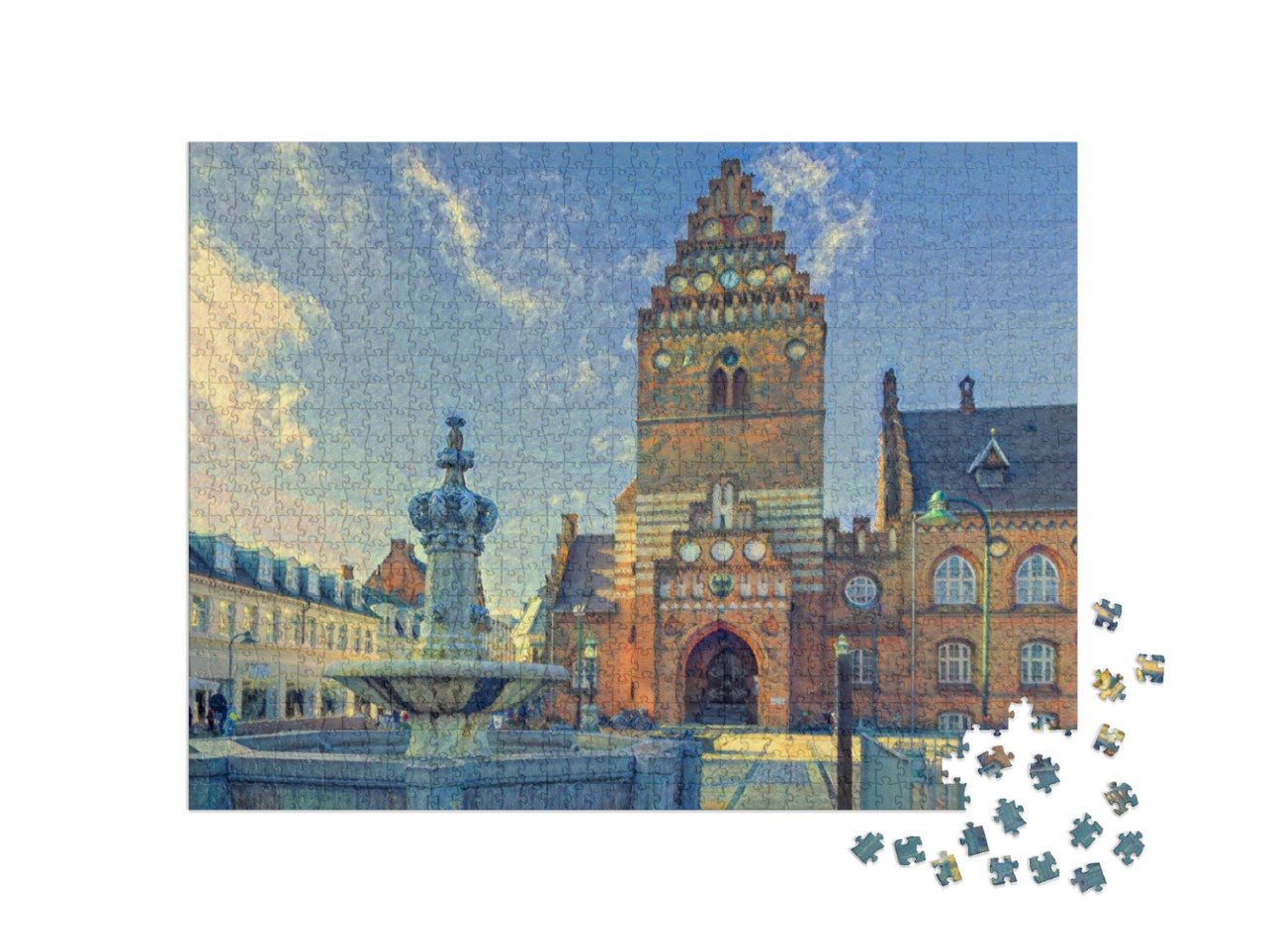 Puzzle de 1000 pièces « dans le style de Paul-Cezanne - Hôtel de ville de Roskilde - Collection de puzzles Artistes & Tableaux »