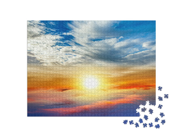 Puzzle de 1000 pièces « Coucher de soleil coloré au-dessus des nuages »