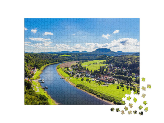 Puzzle de 1000 pièces « Vue du point de vue Bastei en Suisse saxonne »