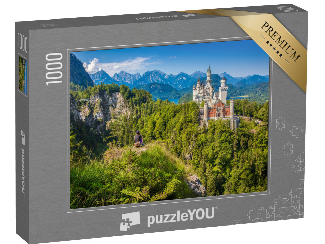 Puzzle de 1000 pièces « Randonneurs au château de Neuschwanstein, Füssen, Allemagne »