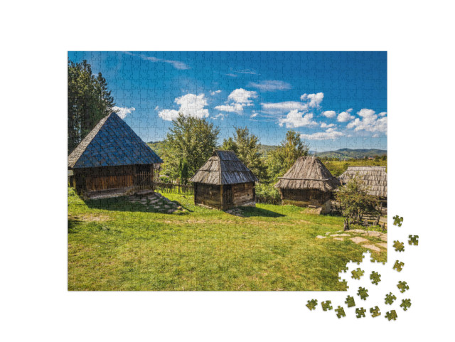 Puzzle de 1000 pièces « Village ethnique de Sirogojno - Zlatibor, Serbie »