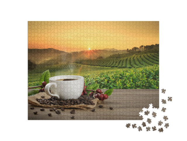 Puzzle de 1000 pièces « Une tasse de café fraîchement préparé »