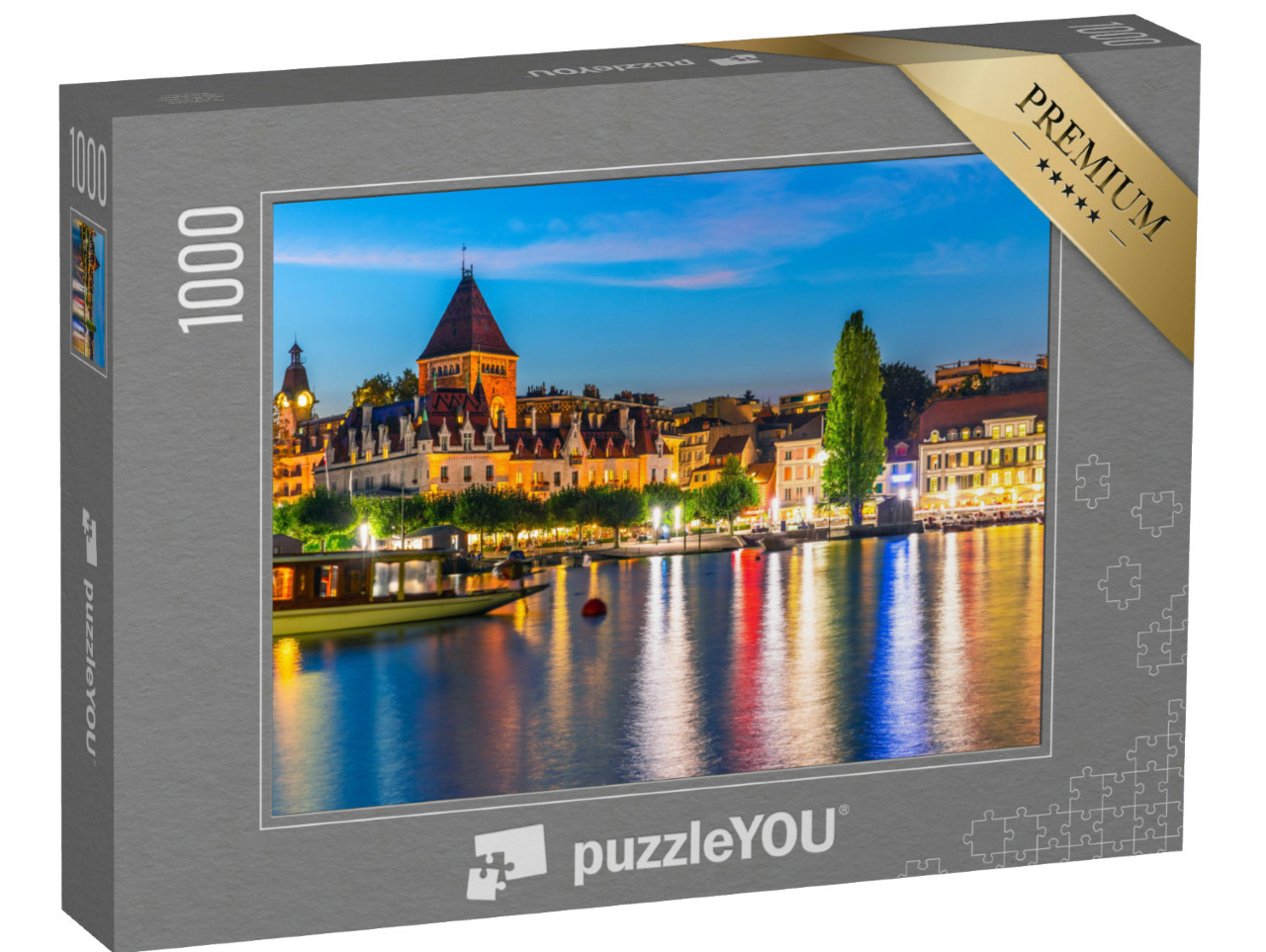 Puzzle de 1000 pièces « Nuit d'été au-dessus de la vieille ville de Lausanne, Suisse »