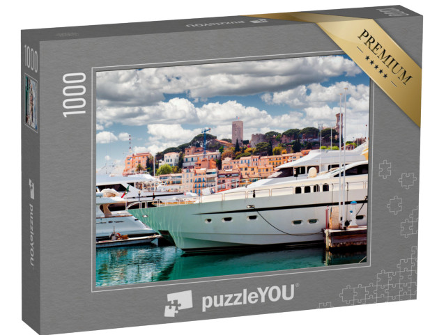 Puzzle de 1000 pièces « Vue sur Le Suquet - la vieille ville et le Port Le Vieux de Cannes, France »