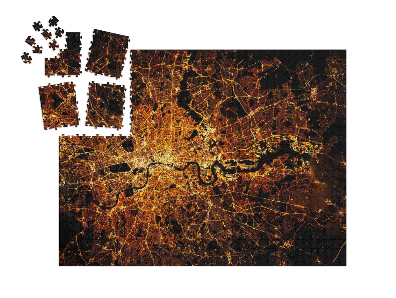 SMART SORTED® | Puzzle photo 1000 pièces « Londres avec lumières la nuit »