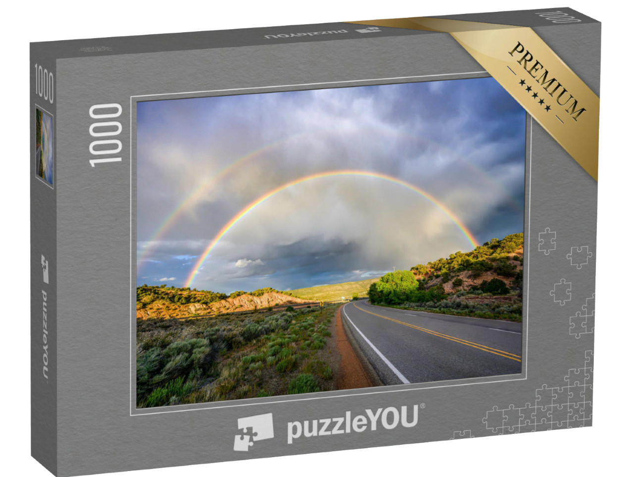 Puzzle de 1000 pièces « Route arc-en-ciel après une pluie d'orage »