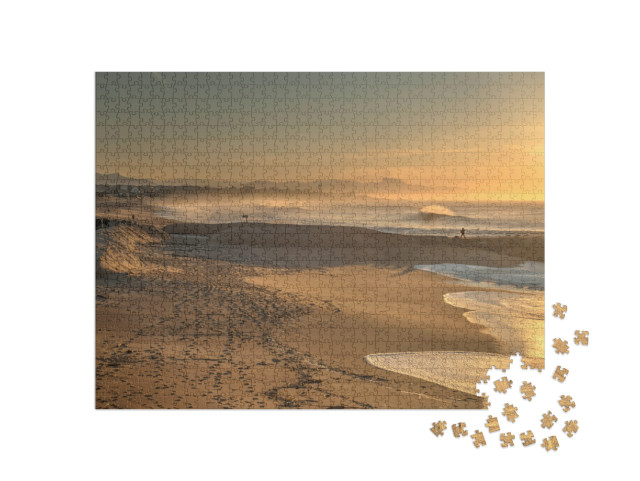 Puzzle de 1000 pièces « Coucher de soleil sur la plage de Biarritz, image HDR »