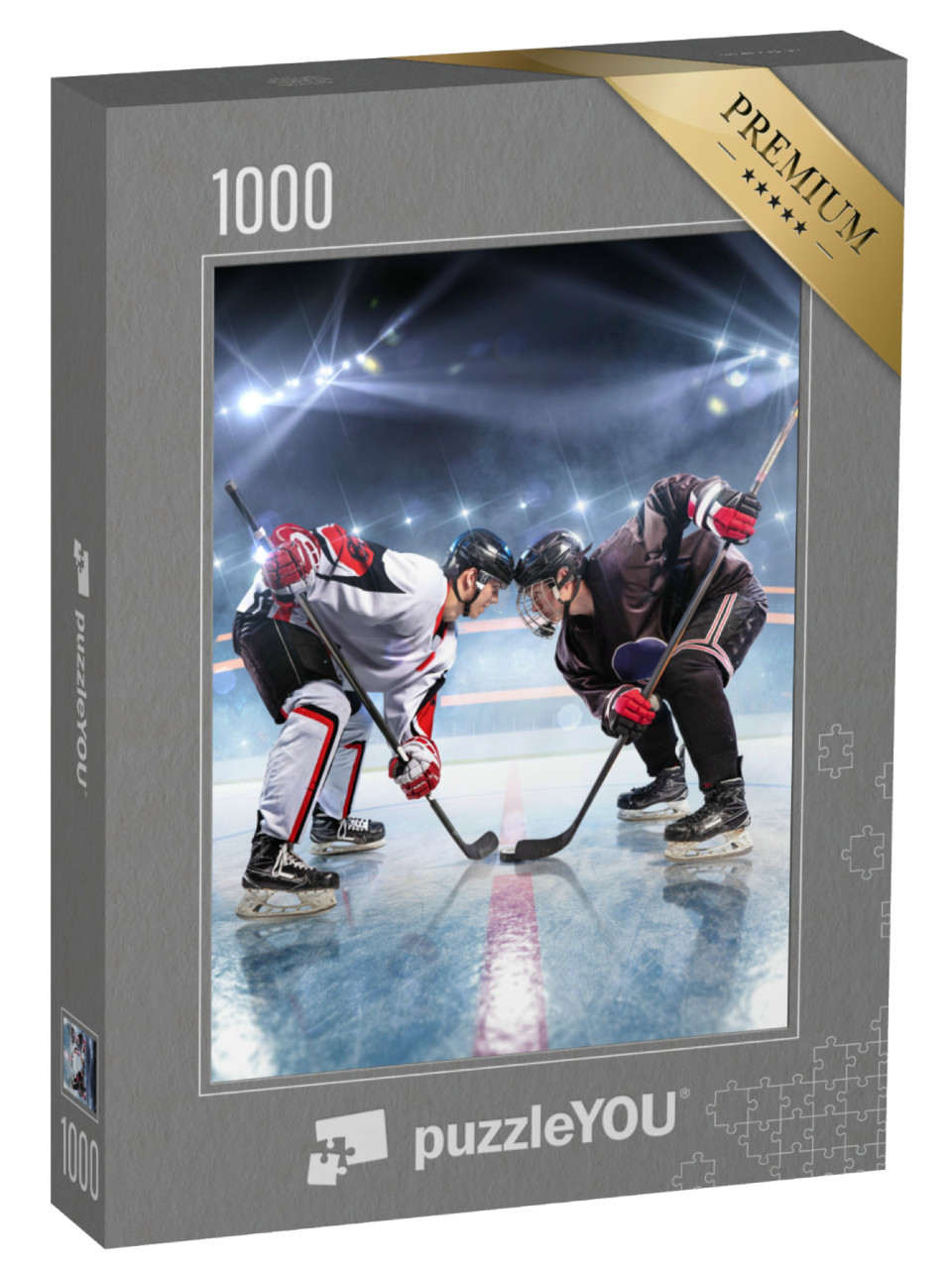 Puzzle de 1000 pièces « Un joueur de hockey sur glace commence un match »