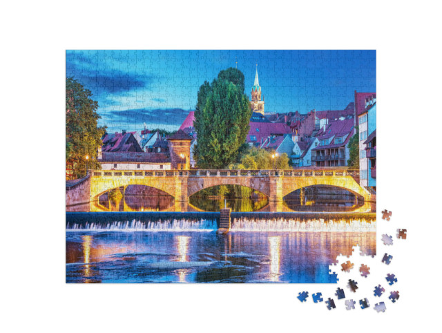 Puzzle de 1000 pièces « Nuit d'été dans la vieille ville de Nuremberg, Allemagne »