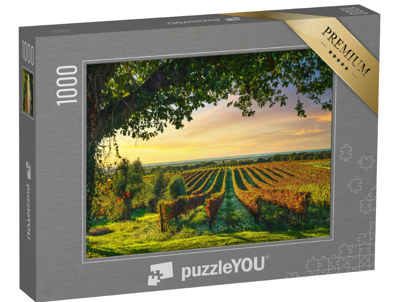 Puzzle de 1000 pièces « Vignoble de Bolgheri au coucher du soleil, Toscane, Italie »