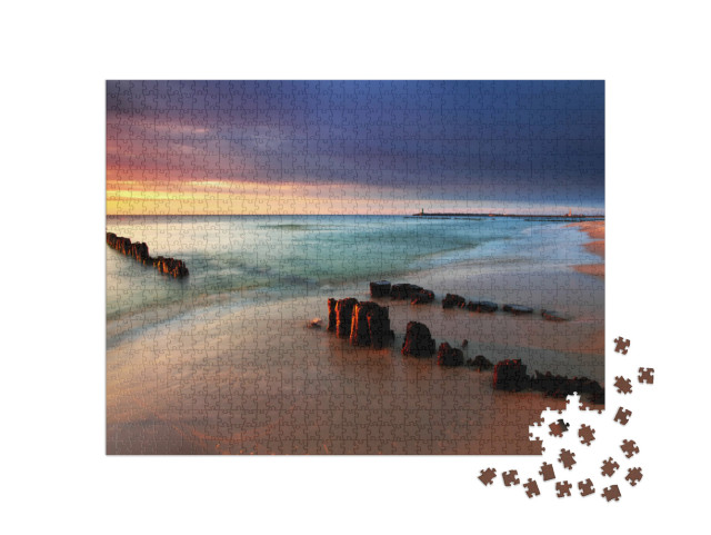 Puzzle de 1000 pièces « Lever de soleil sur la mer Baltique, Pologne »