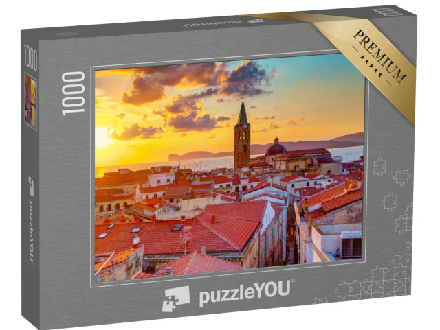 Puzzle de 1000 pièces « Un coucher de soleil sur la ville d'Alghero, Sardaigne »