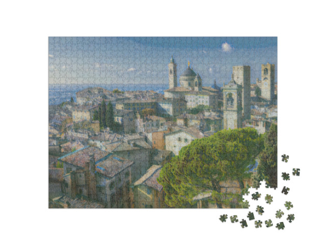 Puzzle de 1000 pièces « dans le style artistique de Claude Monet - Bergame, Lombardie, Italie »