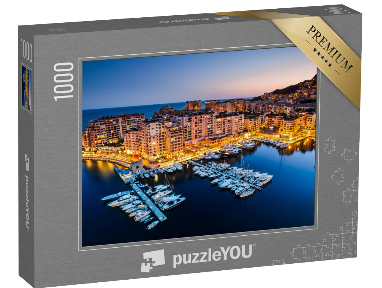 Puzzle de 1000 pièces « Vue nocturne de Fontvieille et du port de Monaco »