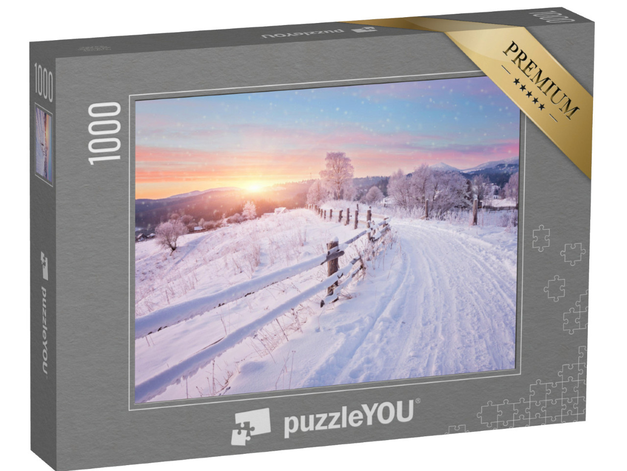 Puzzle de 1000 pièces « Coucher de soleil au pays des merveilles hivernales »