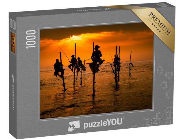 Puzzle de 1000 pièces « Pêcheurs traditionnels au coucher du soleil, Sri Lanka »