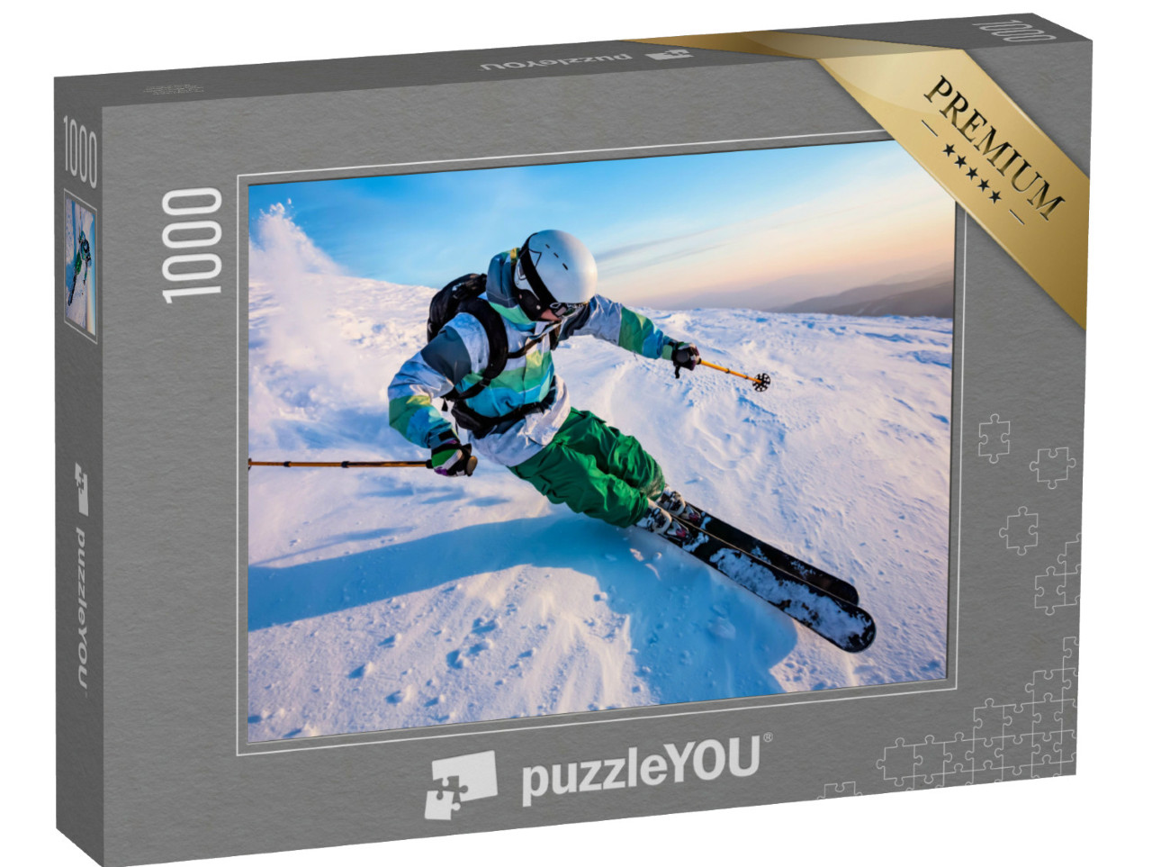 Puzzle de 1000 pièces « Descente de la vallée en skiant »