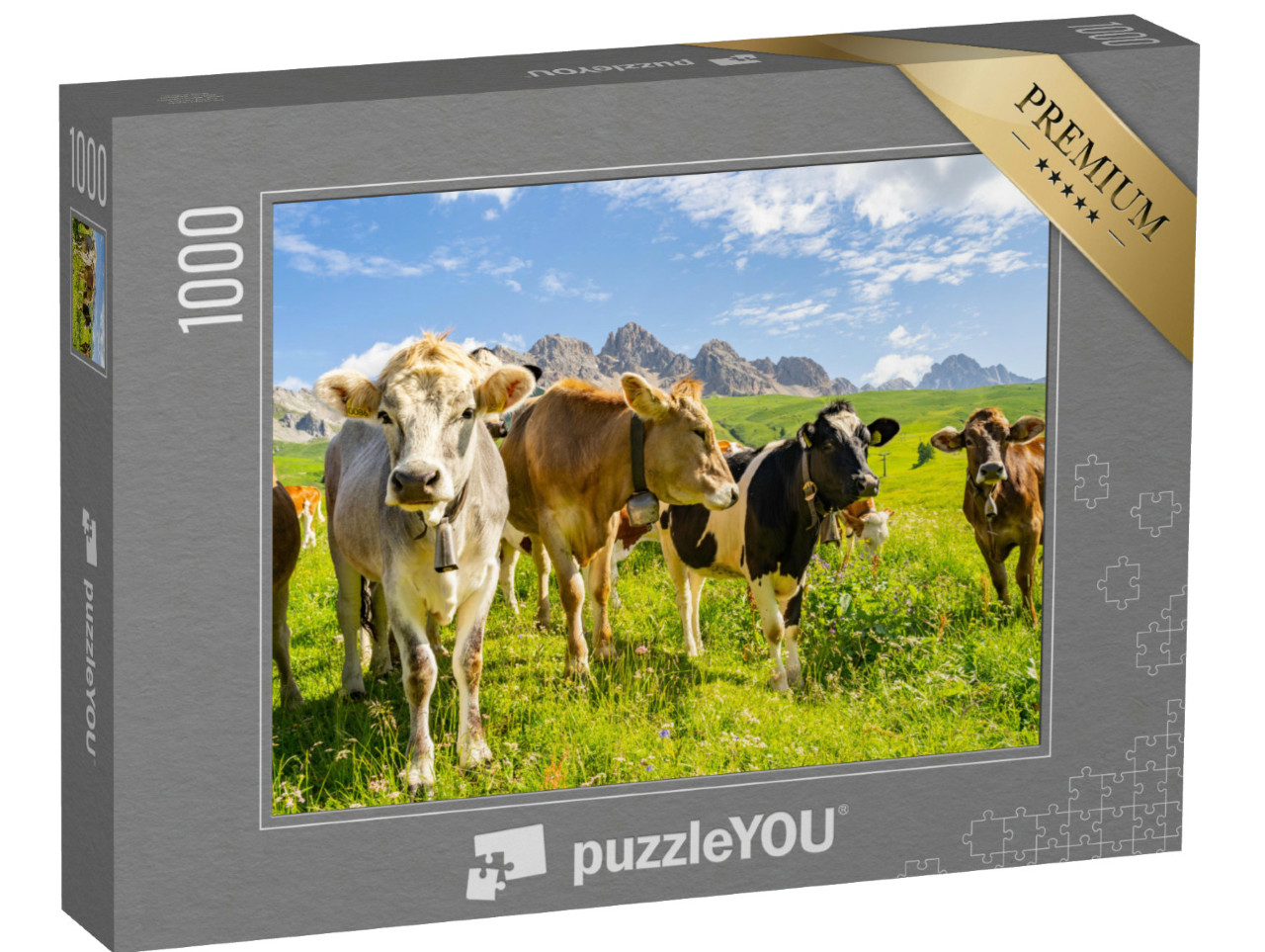 Puzzle de 1000 pièces « Paysage idyllique avec un troupeau de vaches dans les Alpes »