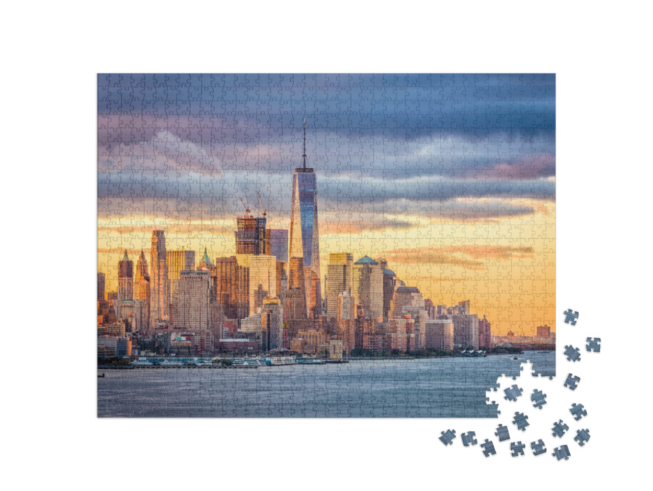 Puzzle de 1000 pièces « Le quartier financier de New York sur la rivière Hudson »