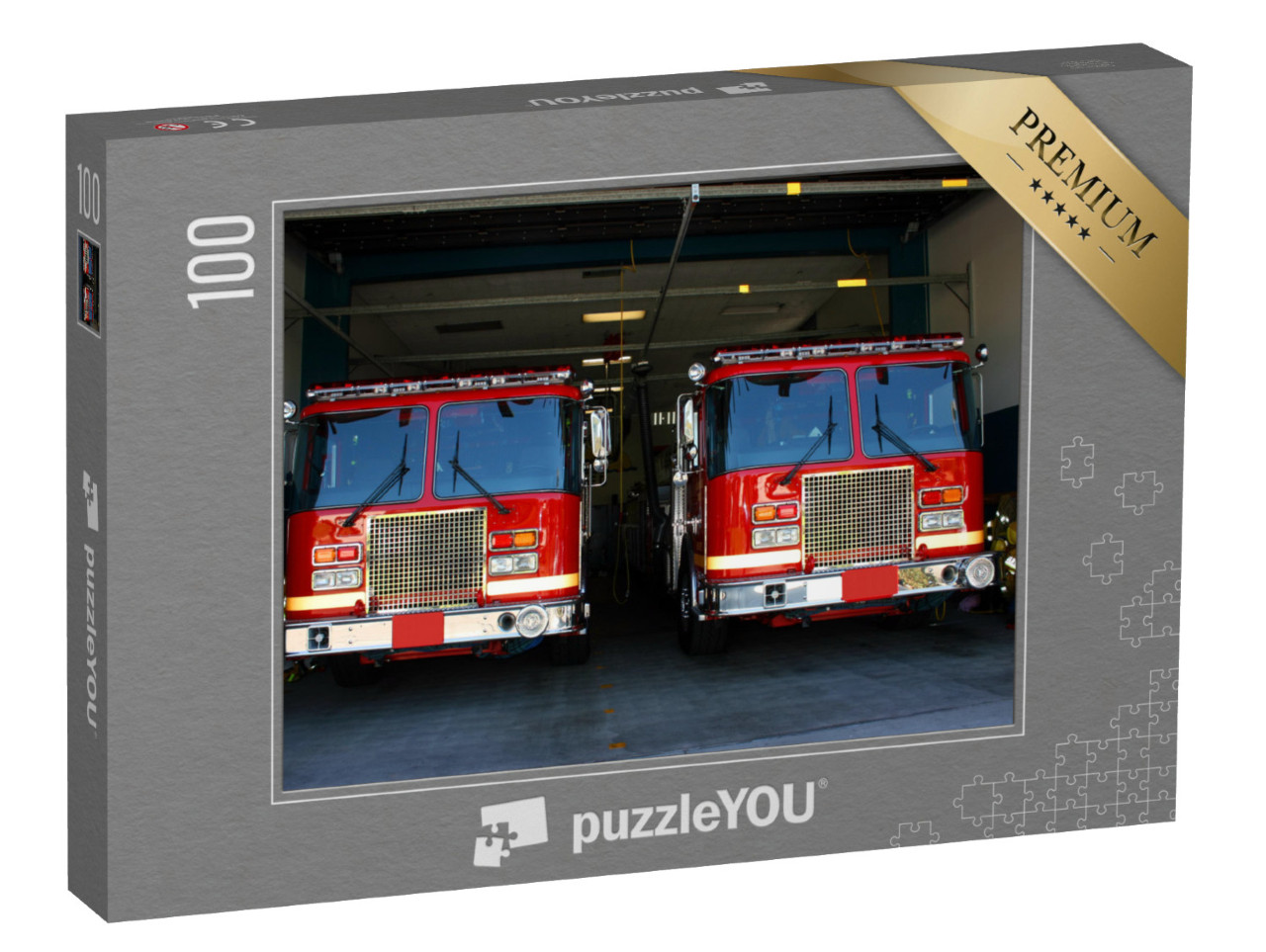 Puzzle de 100 pièces « Camions de pompiers dans une caserne »