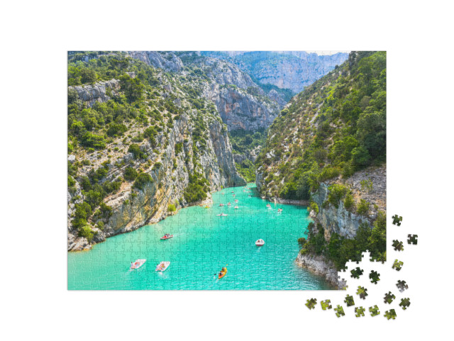 Puzzle de 1000 pièces « Gorges du Verdon au lac de Sainte-Croix, département des Alpes-de-Haute-Provence, Provence-Alpes-Côte d'Azur »