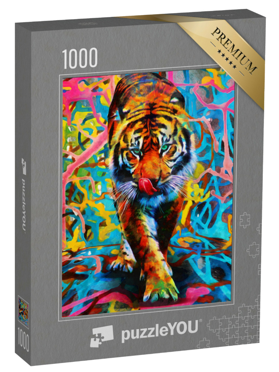 Puzzle de 1000 pièces « Tigre aux couleurs vives »