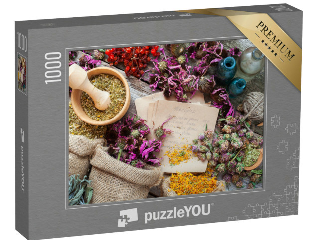 Puzzle de 1000 pièces « Recettes de phytothérapie et fleurs séchées »