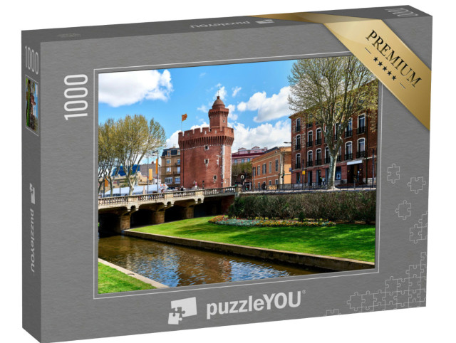 Puzzle de 1000 pièces « Vue sur le canal et le château de Perpignan au printemps. Pyrénées-Orientales, France »