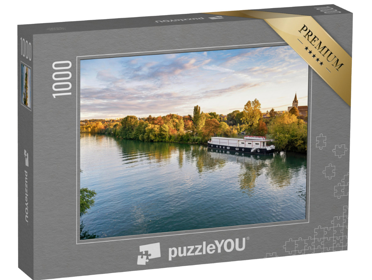 Puzzle de 1000 pièces « La rivière Oise au lever du soleil en automne, Cergy Pontoise, France »